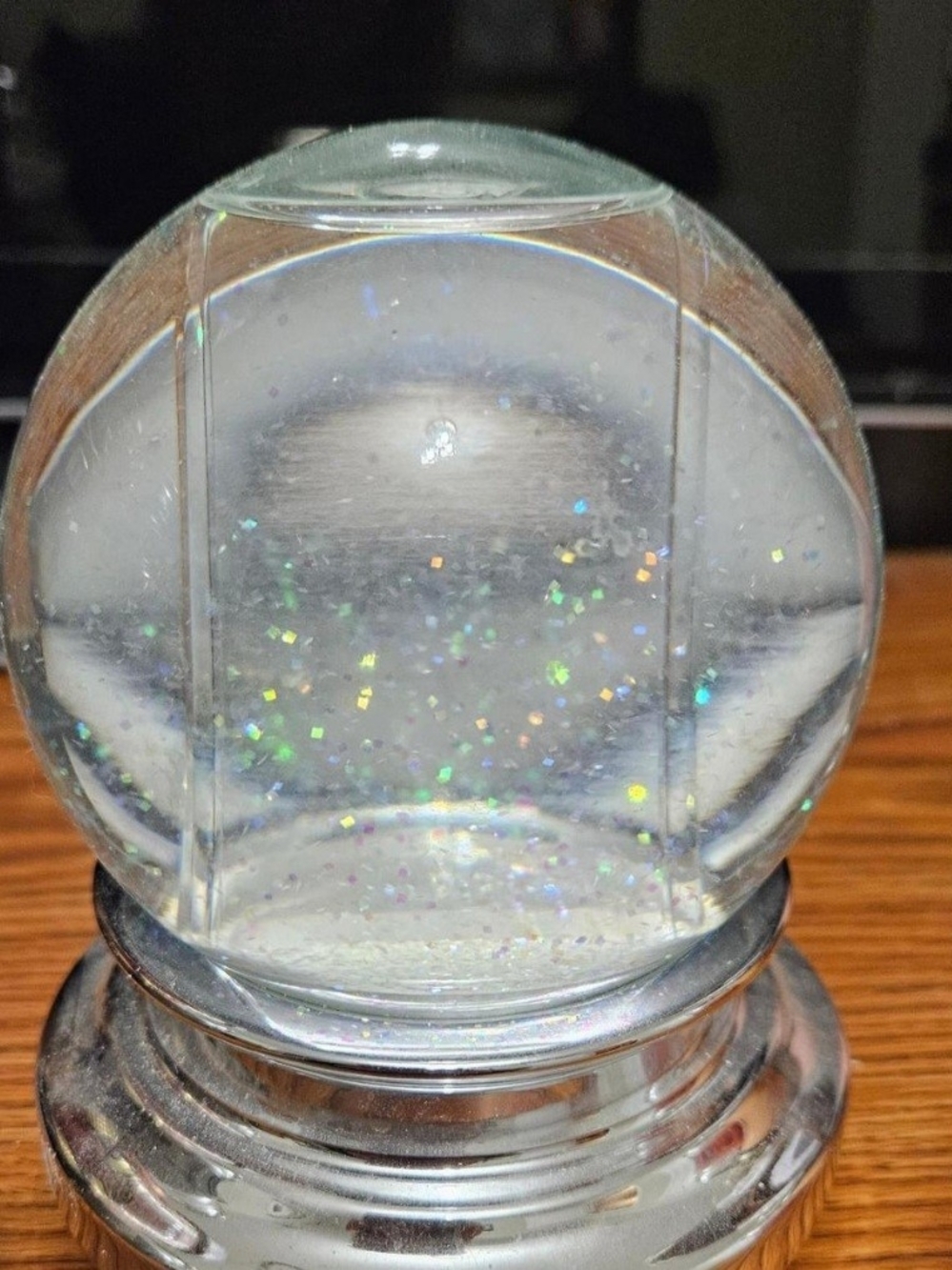 Clear Glass Glitter Photo Snow Globe Home Accent